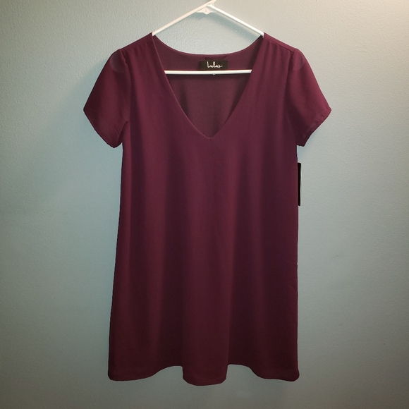 Lulu's Freestyle Purple Short Sleeve Shift Dress - Picture 2 of 7